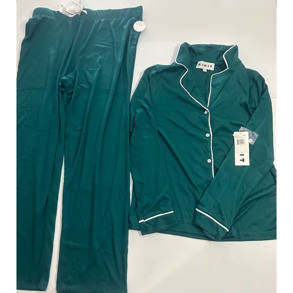Kitit Other - NWT Hunter Green Women L Pajama Set, Button Love Sleeve Top and Full Length Pant